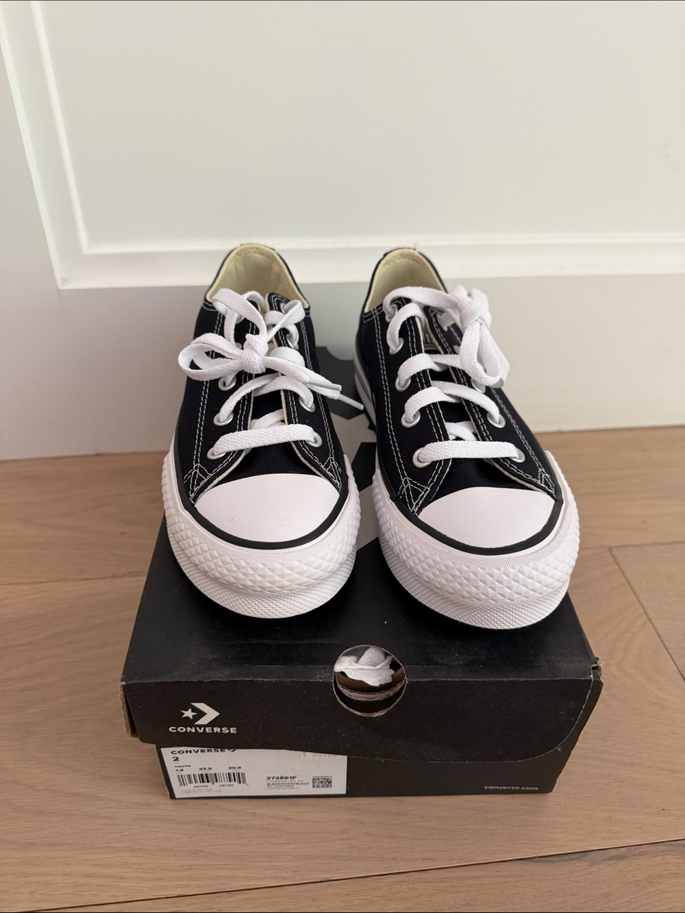 Converse Kids Black and White Low-Top Canvas Sneakers